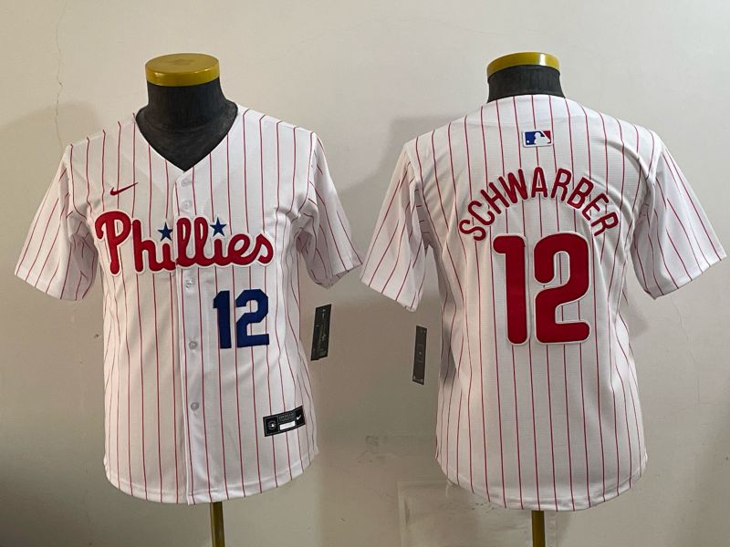 Youth 2026 Philadelphia Phillies #12 Schwarber White Game Nike MLB Jersey style 03